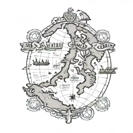 Integrate a map of the Caribbean with a sales chart graph tattoo design idea