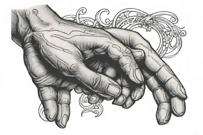 hand touching a hand tattoo tattoo design idea