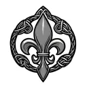 Fleur de Lis with celtic knot background black tattoo design idea