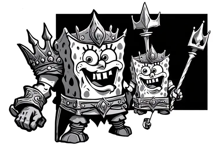 king arthur sponge bob tattoo design idea