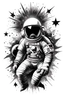 Outer space tattoo with exploding star and dead astronaut tattoo design idea