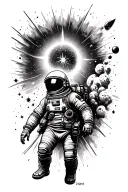 Outer space tattoo with exploding star and dead astronaut tattoo design idea