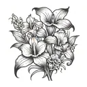calla lilly and iris flower tattoo design idea