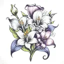 calla lilly and iris flower tattoo design idea