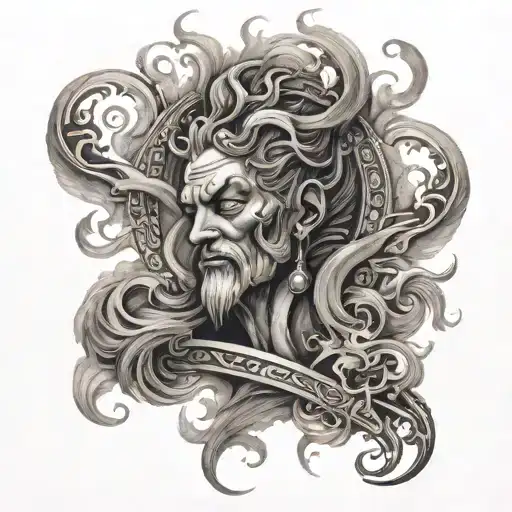 spiritual looking tattoo design with wispy smoke rising tattoo design idea