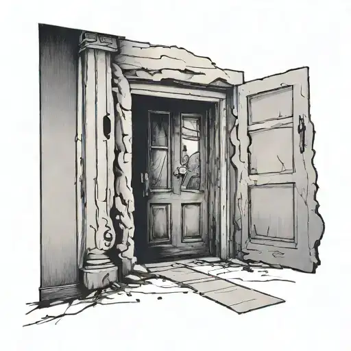 someone walking through an open door tattoo design idea