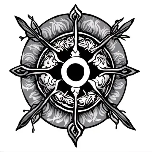 ukrainian tryzub with trembita tattoo design idea