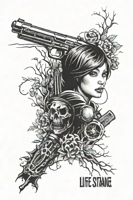 life is strange and telltales the walking dead sleeve tattoo design idea