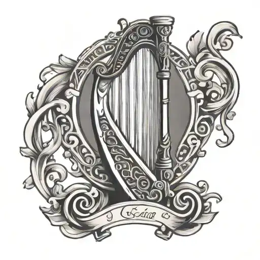 Irish harp tattoo design idea