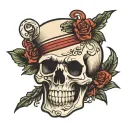 simplistic traditional skull, sailor jerry tattoo design idea