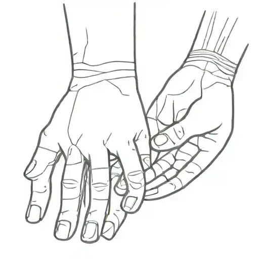 two hands one is white, the other blak. almost interconected tattoo design idea