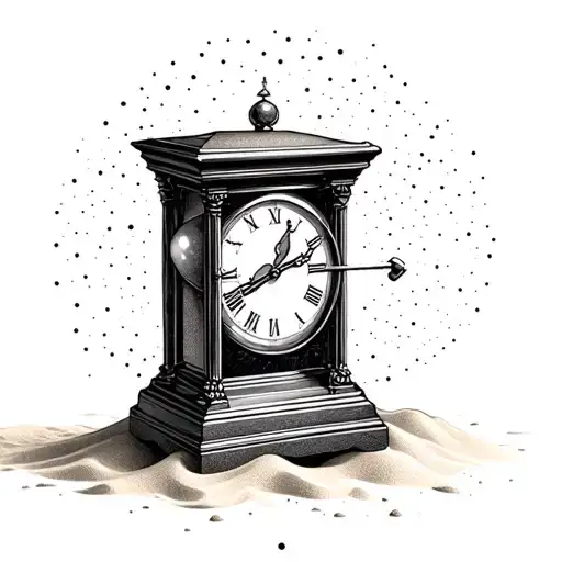 sand clock tattoo design idea