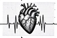 line drawing of heart going into a heartbeat flatline  tattoo design idea