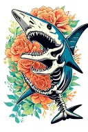 Skeleton shark tattoo design idea