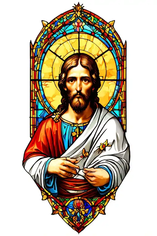 Stained Glass saint peter tattoo design idea