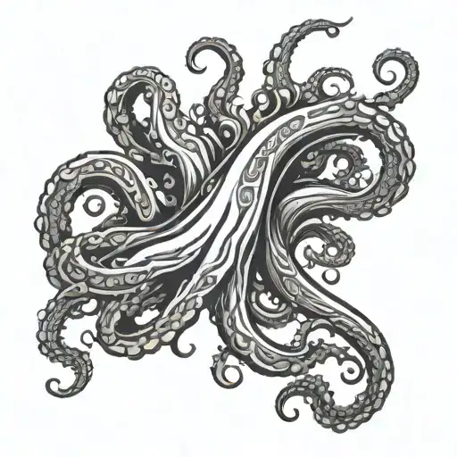 tattoo outline simple linework of tentacles coming out of ocean tattoo design idea