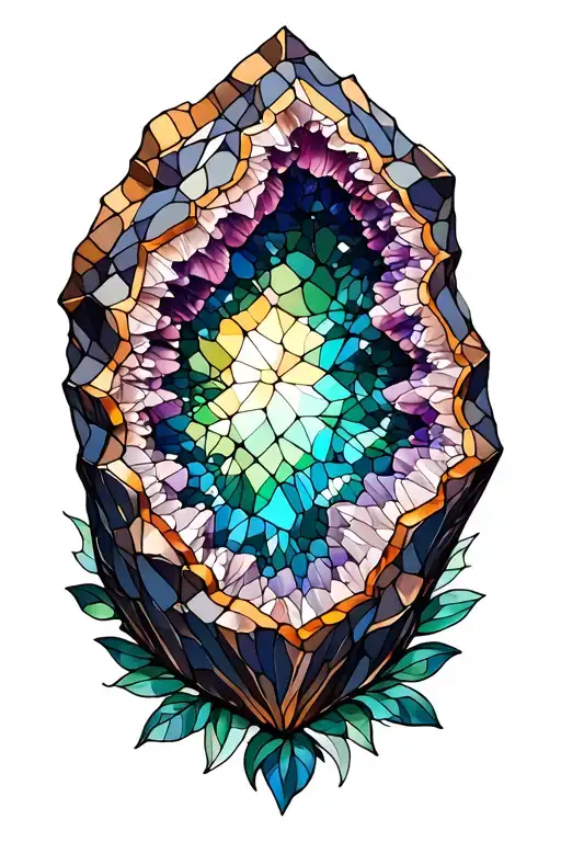 stained glass window with a geode design tattoo design idea