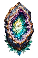 stained glass window with a geode design tattoo design idea