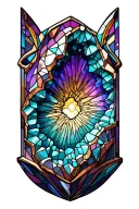 stained glass window with a geode design tattoo design idea
