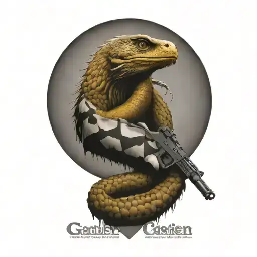 gadsden flag with guns tattoo design idea