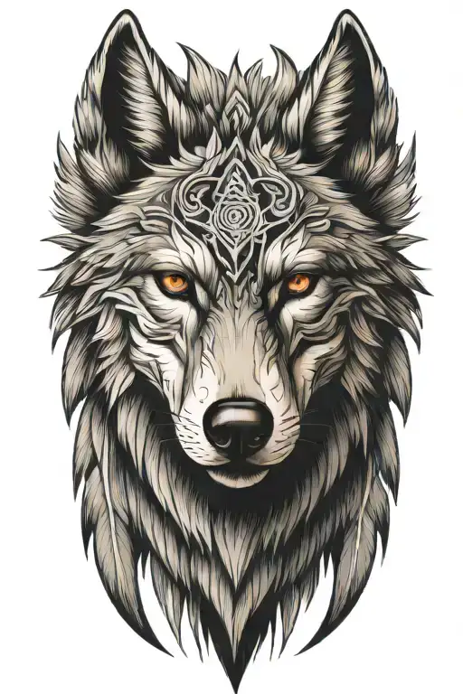 Wolf headress tattoo design idea