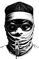 guns and man in ski mask holding tattoo design idea