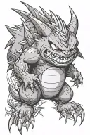 Mega gengar Pokémon emerging from darkness tattoo design idea