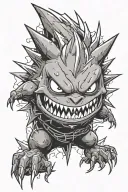 Mega gengar Pokémon emerging from darkness tattoo design idea
