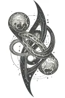infinity symbol intertwined with galaxy filled with planets and stars and the earth  tattoo design idea