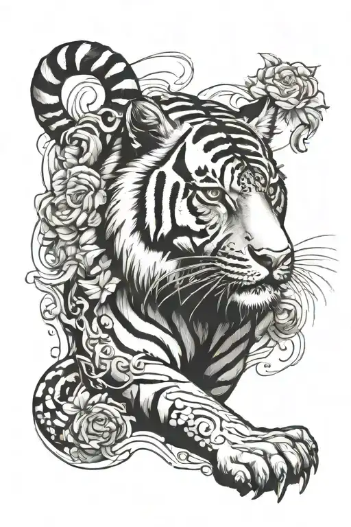 aquarius zodiac sign tiger 1998 date of birth tattoo design idea
