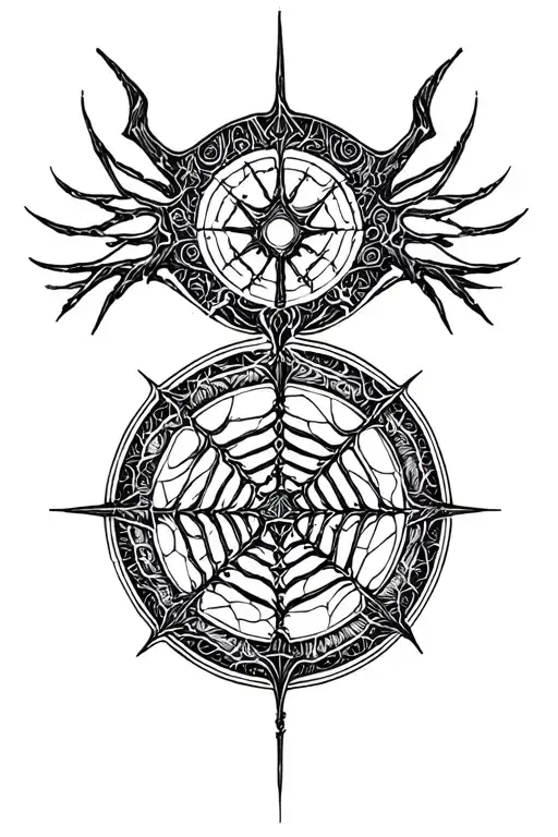 simple web of wyrd combined with vegvisir symbol tattoo design idea