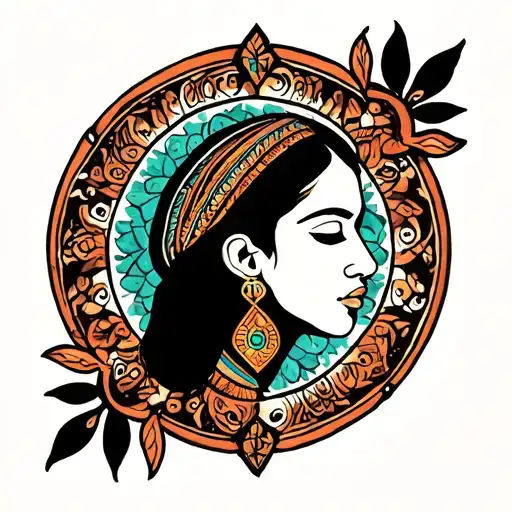 a design that blends elements of traditional Afghan, Ethiopian and paksitani cultural design tattoo design idea