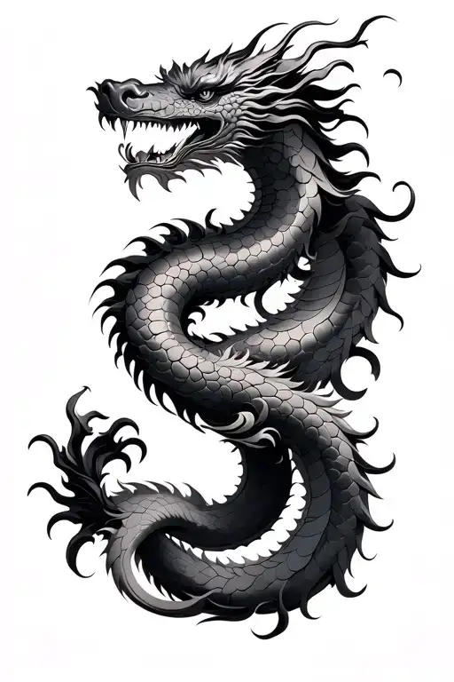 long chinese dragon wrapped tattoo design idea