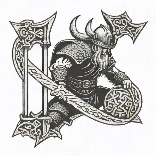 viking warrior runes forming tattoo design idea