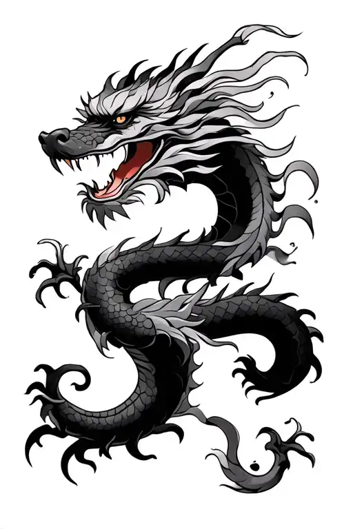 Leon with Chinese dragon tattoo design idea