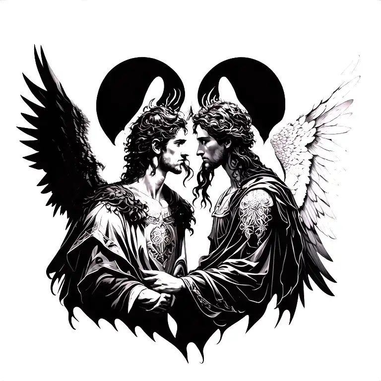arch angel michael and archangel gabriel knight look tattoo design idea