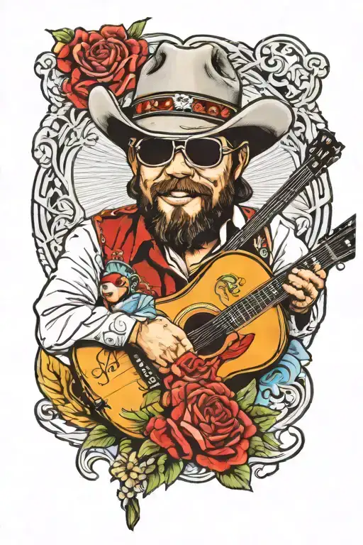 Hank Williams Jr family tradition country music themed tattoo tattoo design idea