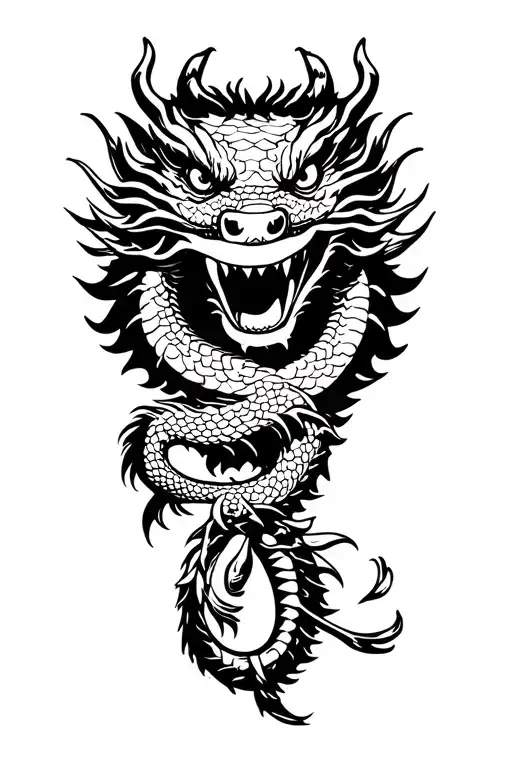dragon boat inside representing the client's strength and smiling tattoo design idea