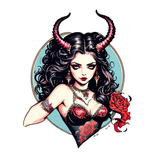 sexy demon girl tattoo design idea