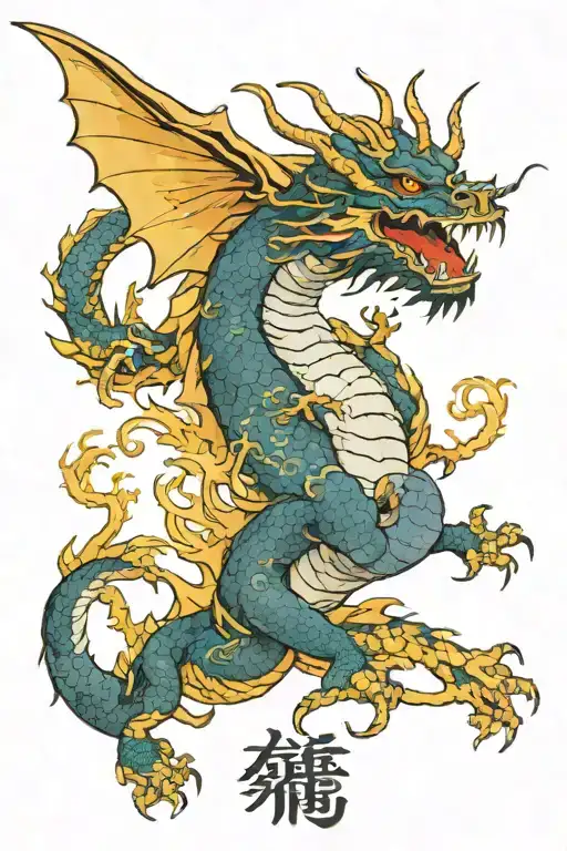 Dragon, tree of life  tattoo design idea