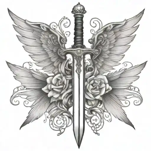 Sword With Fairy Wings tattoo design idea
