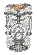 weight scales with fire and ice tattoo design idea