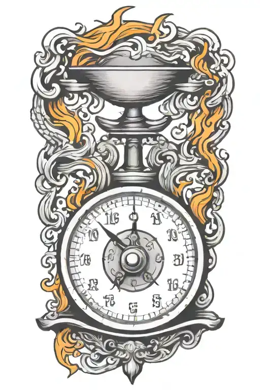 weight scales with fire and ice tattoo design idea