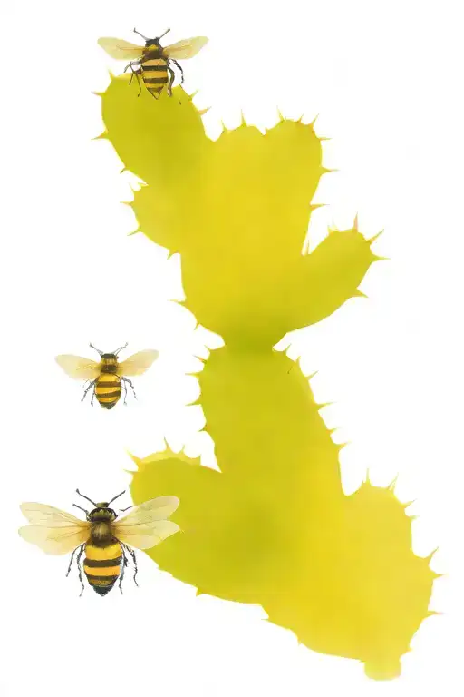 bluebonnets, bees, cactus tattoo design idea