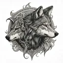 wiccan wolf tattoo design idea
