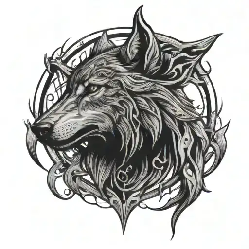 wiccan wolf tattoo design idea