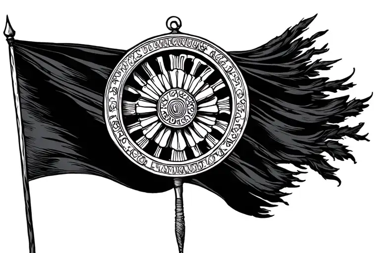 romani flag wheel tattoo design idea