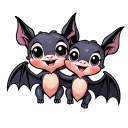 two cute disney looking female bats with big eyes that are hugging and have been best friends for years tattoo design idea
