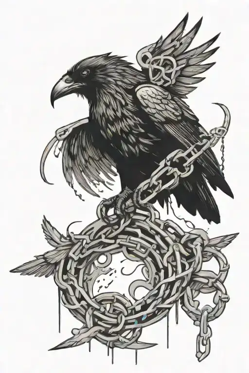 a black raven with chains on its wings and being in the Delta symbol. In one place the symbol is destroyed and does not  tattoo design idea