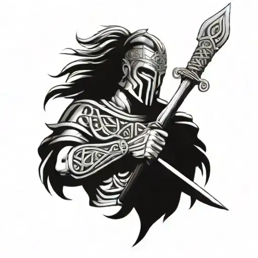 Celtic Warrior Soldier tattoo design idea
